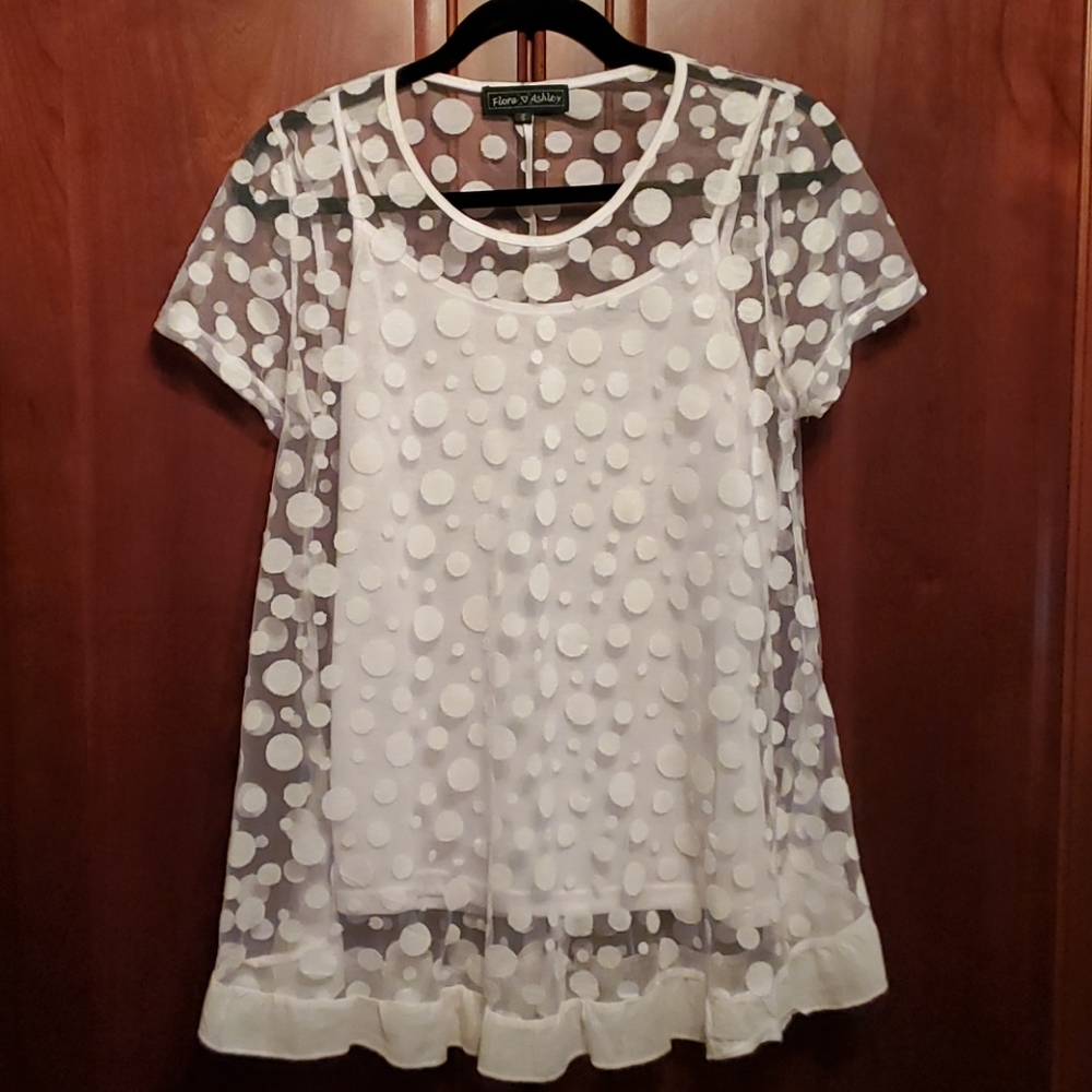 Sheer Polka-dot Top With Cami